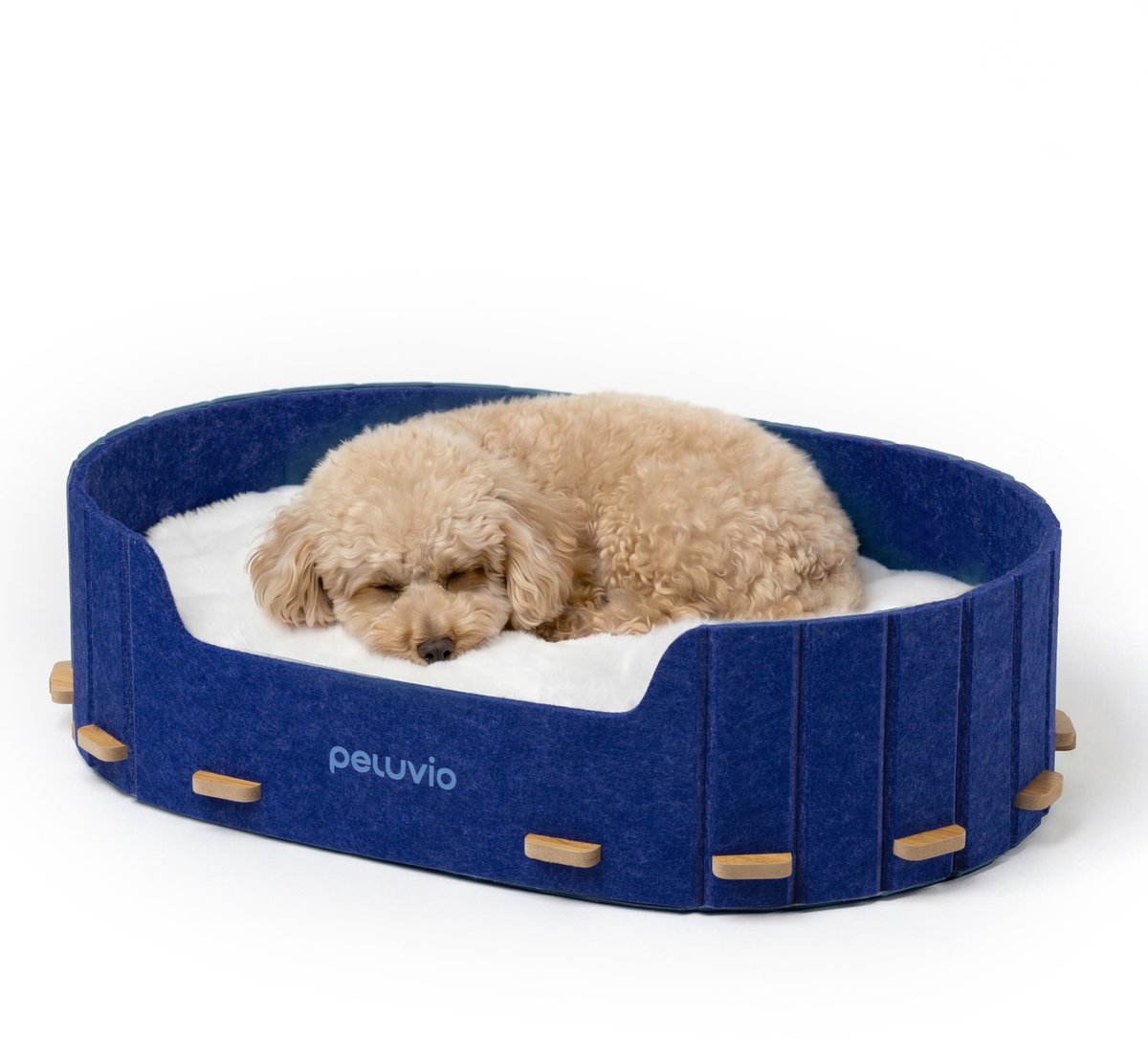 Peluvio Cospo – Hondenbed met Kussen en Vilten Zijkanten – Maat L – Comfortabele Rust- en Slaapplek – Stevige Hardboard Basis voor Stabiliteit – Lichtgewicht en Verplaatsbaar – Wasbaar Kussen – Minimalistisch en Interieurvriendelijk Design