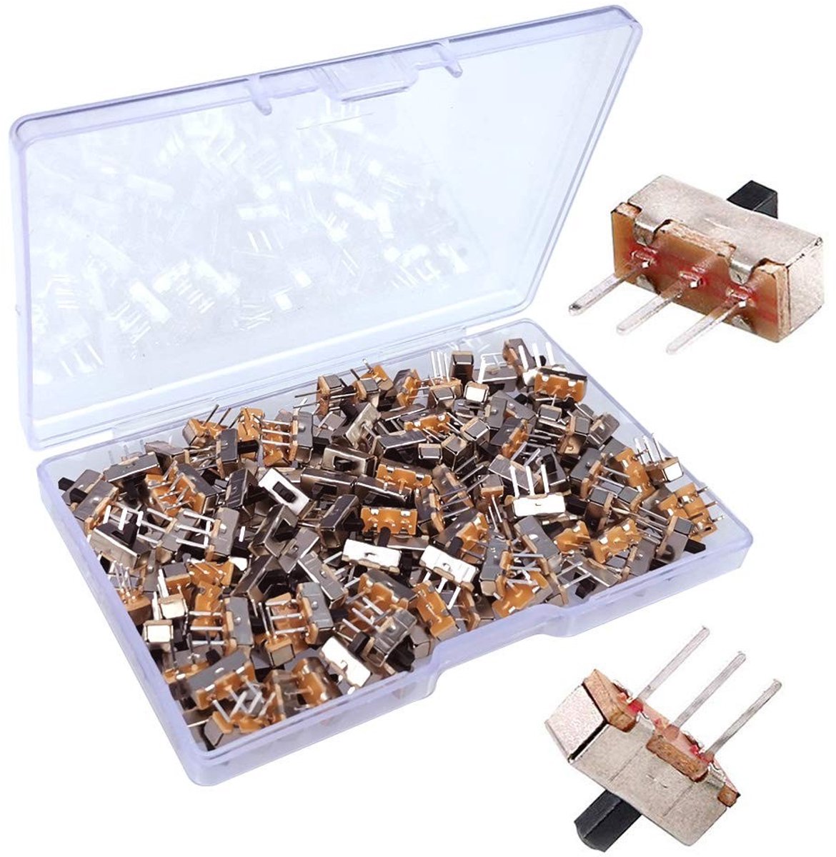 aladdien - Microschuifschakelaar - 150 stuks - Eenvoudige installatie - Zwart - Aan/uit-schakelaar - Perfect voor elektronica - 3 pinnen