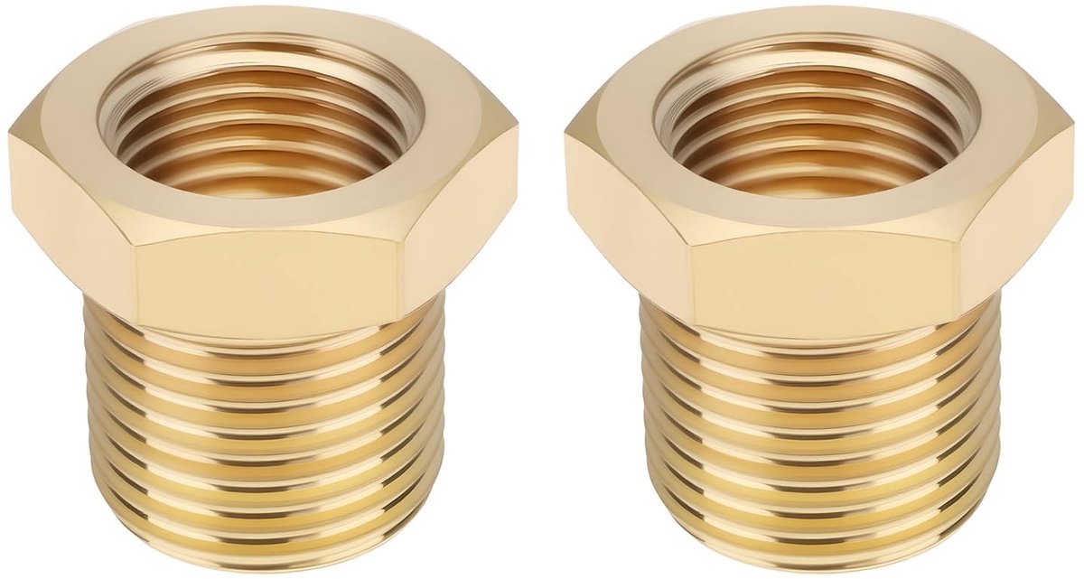 ONF3 - M12 x 1 naar M10 x 1 Reducer Adapter - Messing - 2 Stuks - Aansluiten van leidingen - Geschikt voor aardgas en hydraulische systemen