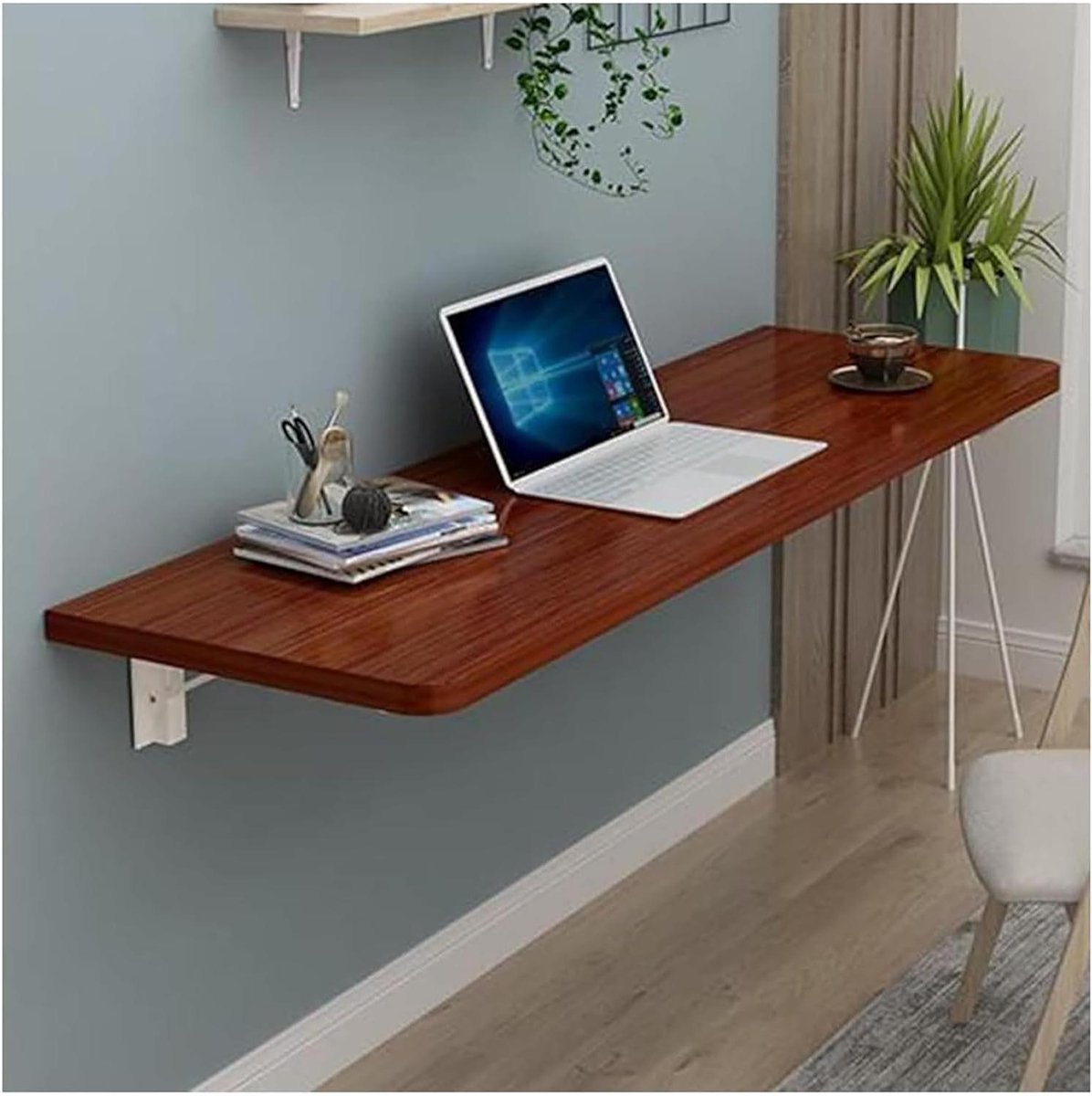 Wandbureau Klaptafel - Opklapbaar Werkblad - Ruimte Besparen - Snel Inklapbaar - 70x50cm - Bruin
