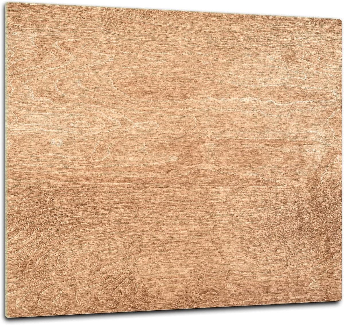 Glazen snijplank - Kookplaatafdekking - Keukenwerk - Gehard glas - 60 x 52 cm - Licht hout