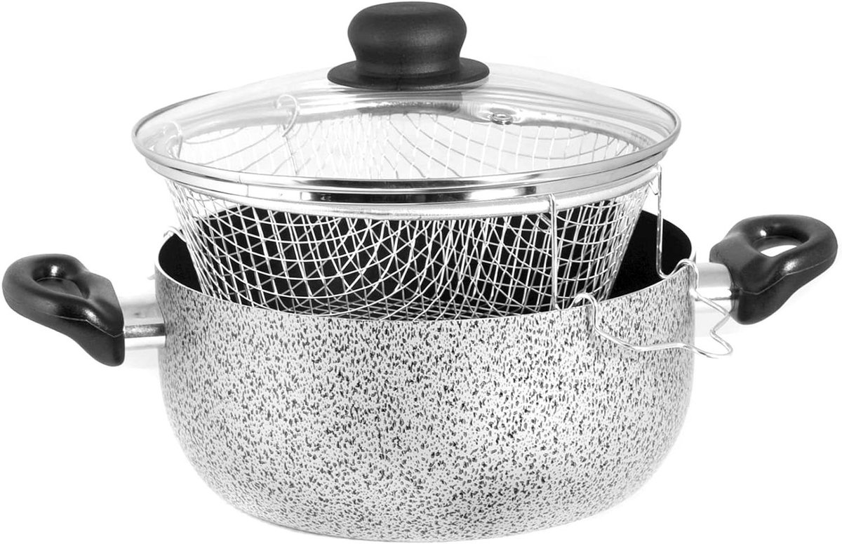 Kookpan - Koekenpan Diep - Lekkere Maaltijden - Anti-aanbaklaag - 24 cm - Wit