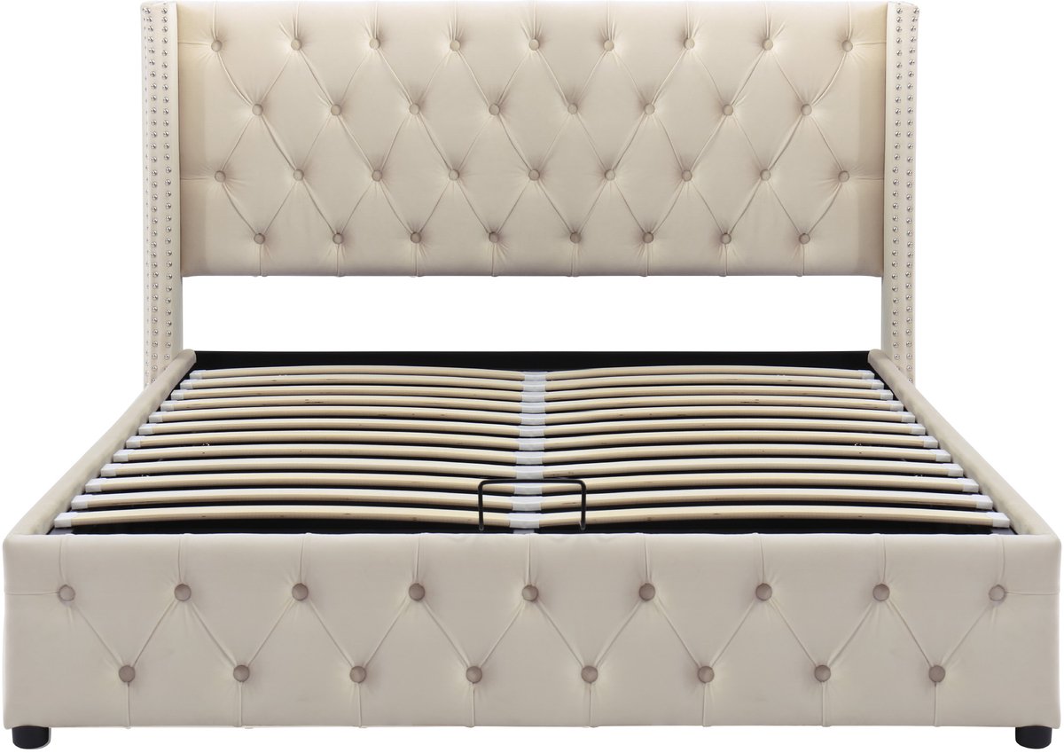 Boxspring - 160x200cm - Fluweel - Opberg