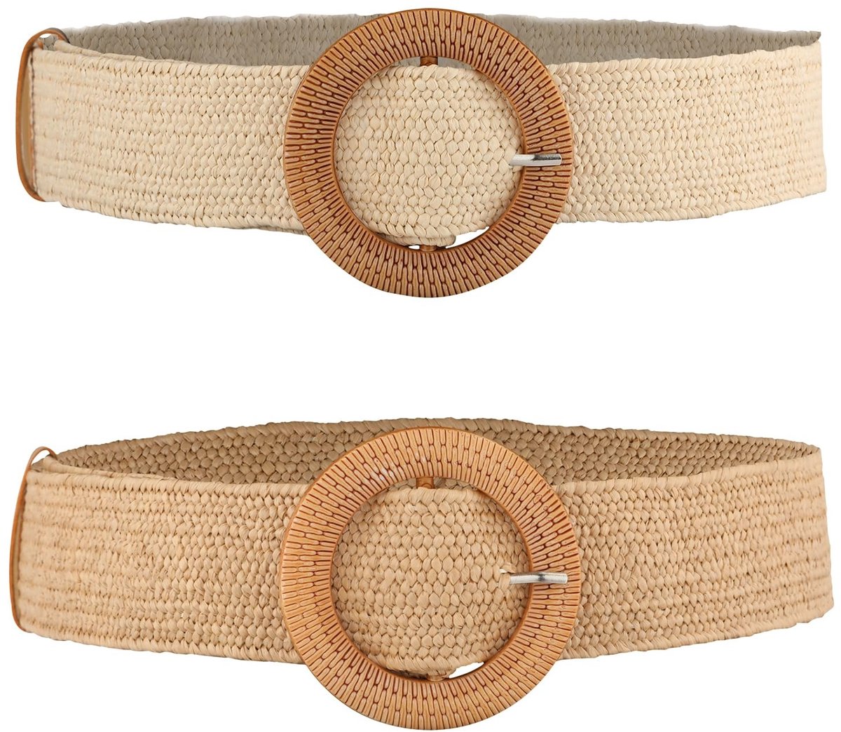aladdien - Gevlochten Stro Riemen - 2-delige Set - Perfect voor Zomerjurken - Natuurlijk en Ademend - Modeaccessoire - Trendy en Comfortabel - Gesch...