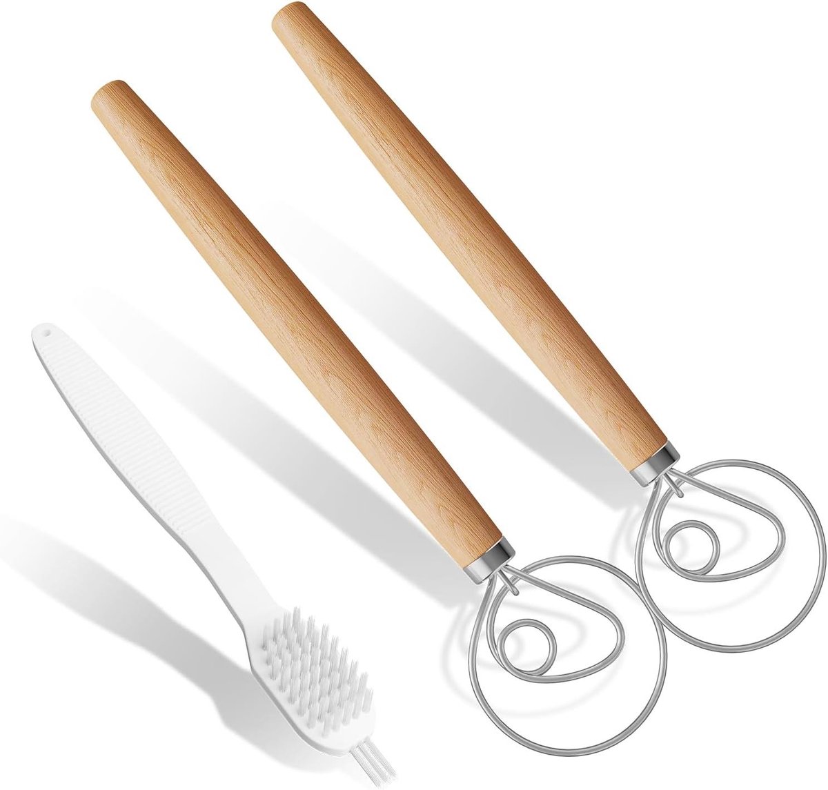 Deense deeggarde - Broodgarde mengtool - Deeg mengen - Roestvrijstalen ring - 33 cm - Lichtgeel