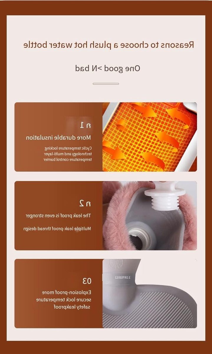 Warme handen kruik - Waterkruik deken - Comfortabele warmte - Zachte hoes - 2000ML - Beige