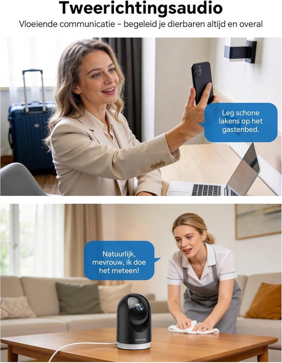 Bewakingscamera Binnen - Wifi Camera - Huis Duidelijk Zien - 360 Graden Rotatie - 3MP Resolutie - Wit — afbeelding 2