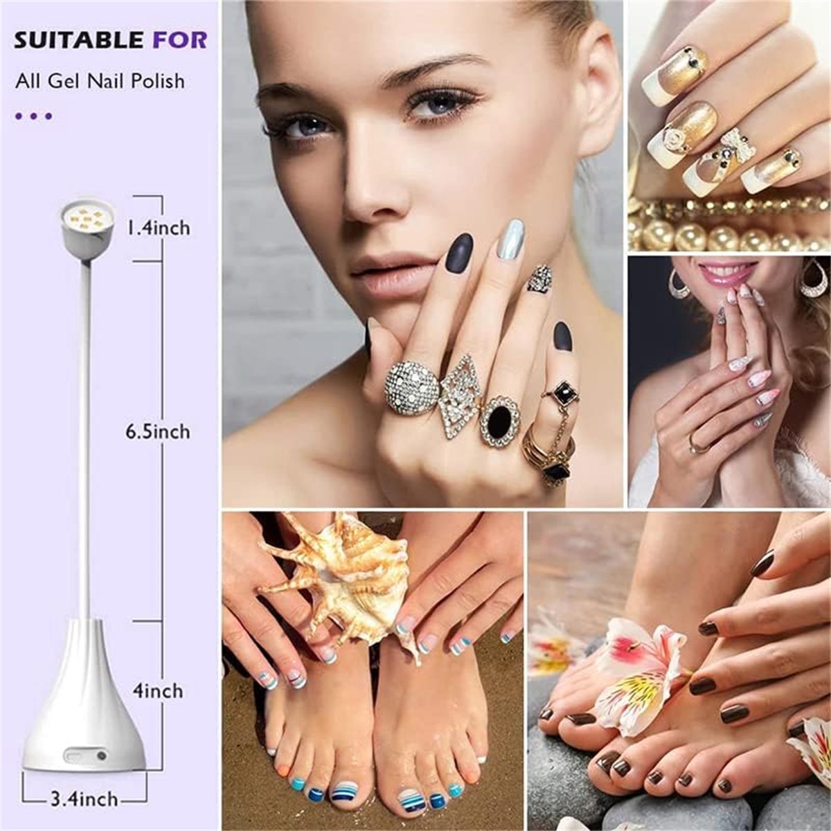 carmdering - Mini UV Nagellamp - Draagbare LED Lamp Voor Gelnagels - Handheld Nageldroger - 360° Verstelbare Zwanenhals - Sneldrogend Licht - Duurzaam ABS Materiaal - Veilig Voor De Huid - Ideaal Voor Thuis En Salon Gebruik - 1 Stuk — cadeau in Verzorging - foto 7