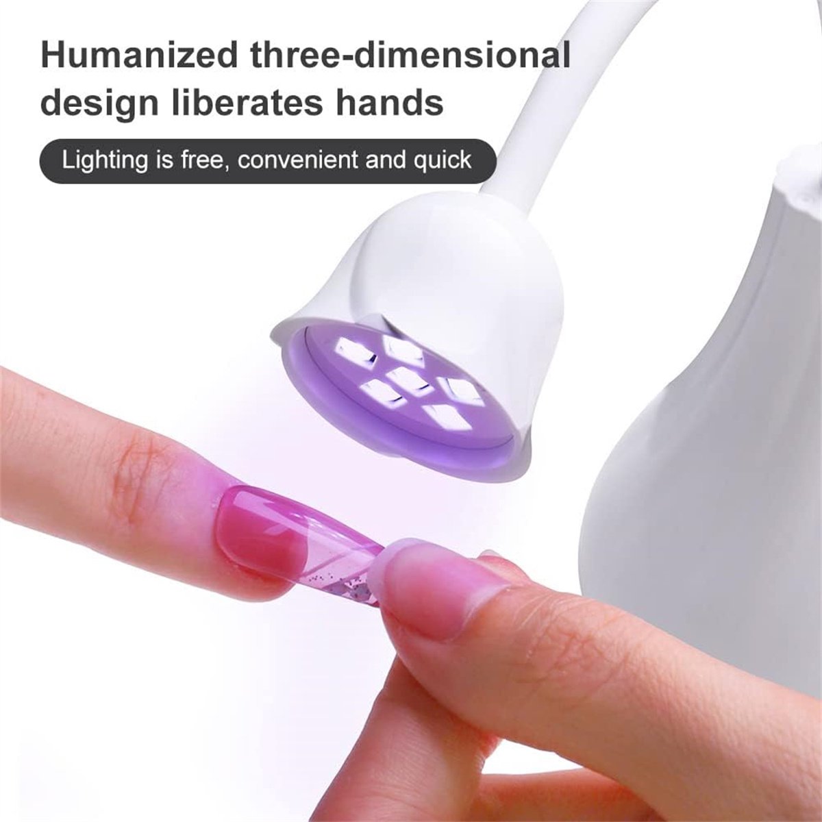 carmdering - Mini UV Nagellamp - Draagbare LED Lamp Voor Gelnagels - Handheld Nageldroger - 360° Verstelbare Zwanenhals - Sneldrogend Licht - Duurzaam ABS Materiaal - Veilig Voor De Huid - Ideaal Voor Thuis En Salon Gebruik - 1 Stuk — cadeau in Verzorging - foto 4