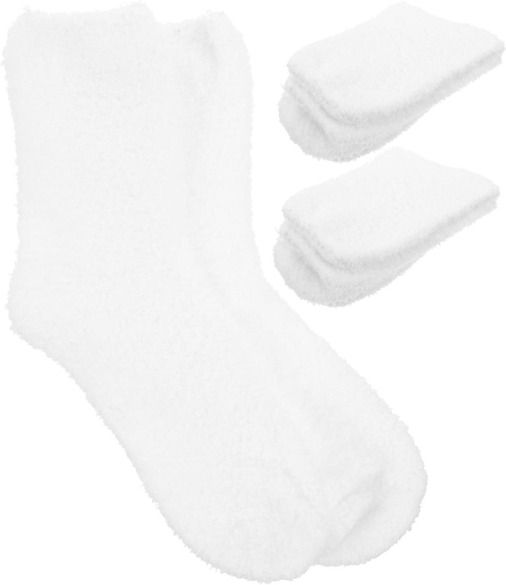 Slaapsokken Heren - Pantoffelsokken Zacht - Warmte Comfort - Coral Fleece Materiaal - 3 Paar - Wit