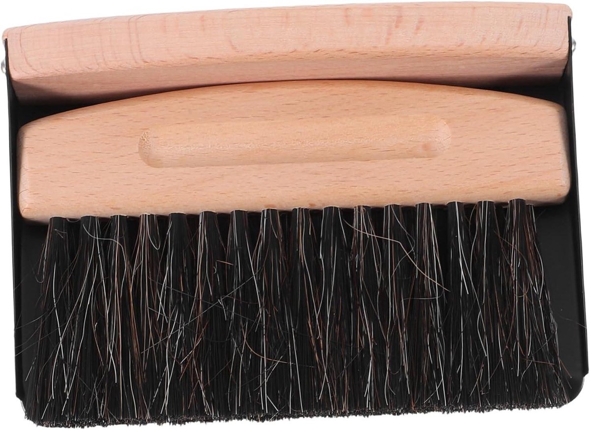 Mini Bezem Stoffer - Handveger Set - Bureau Schoonmaken - Afneembare Onderdelen - 15 cm - Zwart