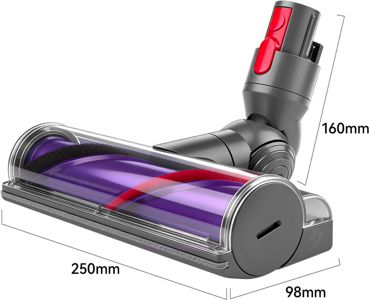 ZENC® Aangedreven Zuigmond Geschikt voor Dyson Steelstofzuiger V15, V11, V10, V8 & V7 - Turbo Borstel - Vloerzuigmond - Stofzuigermondstuk - Opzetstuk - Mondstuk - Stofzuigeraccessoires - Grijs — afbeelding 4
