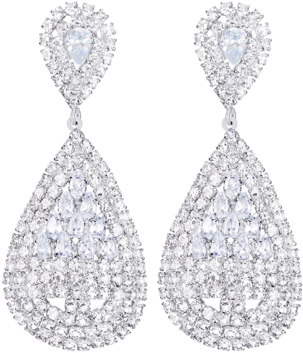 aladdien - Elegante tranen kristal oorbellen - Strass cluster - Grote bloemen - Kroonluchter stijl - Dames sieraden - Luxe uitstraling