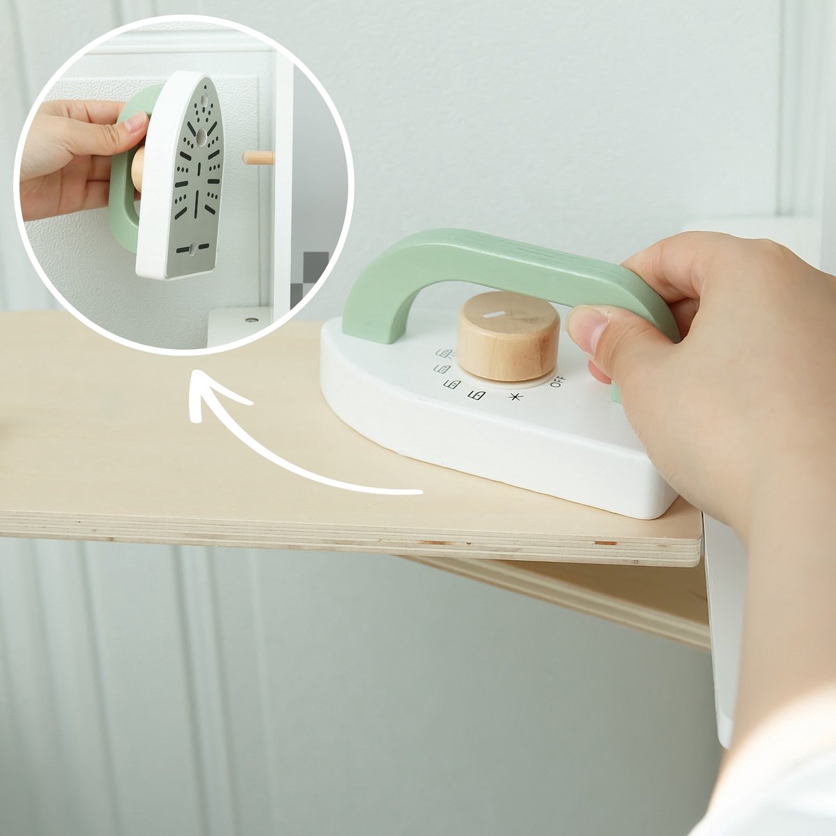 Mamabrum Houten Speelkeuken met Wasmachine, Vaatwasser en Schoolbord – Interactieve Kinderkeuken met Licht & Geluid – Verstelbare Hoogte – Inclusief Accessoires — afbeelding 6