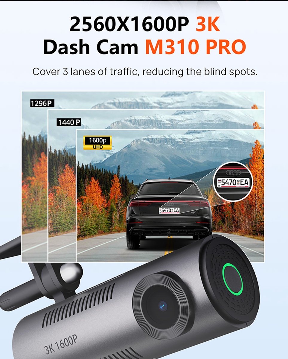 Dashcam - 1440P dashcam auto, wifi, nachtzicht, bewegingsdetectie, time-lapse-opname, WDR, loop-opname, parkeermodus, wifi, app, – foto 6