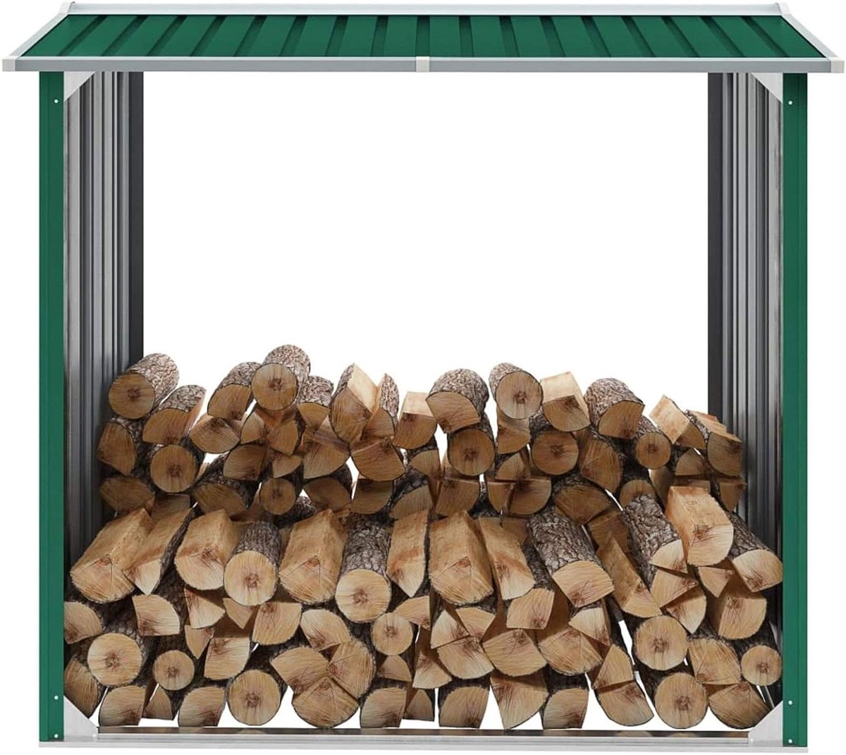 Opbergkast Hout - Tuinhuisje Schuur - Hout Opslag - Verzinkt Stalen Frame - 172 x 91 x 154 cm - Groen