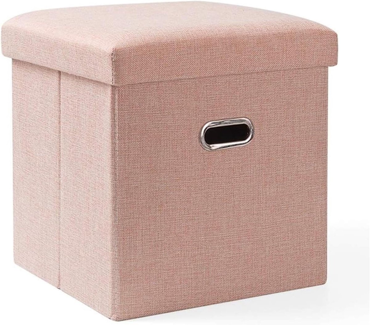 Opbergkruk - Zitbank Kruk - Ruimte Besparen - Inklapbaar Ontwerp - 38x38x38cm - Roze