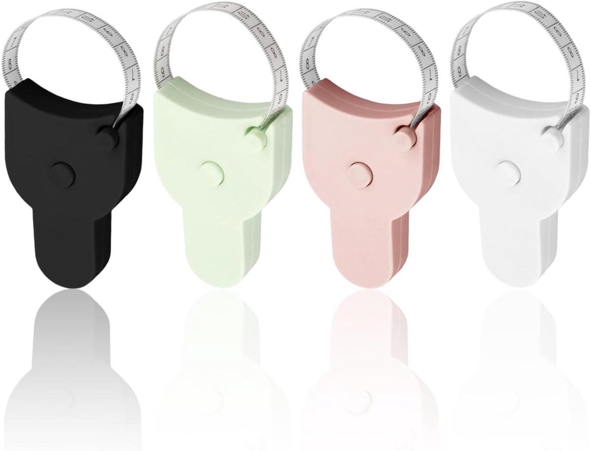 Meetlint Set - Zachte Liniaal - Lichaam Meten - Automatisch Intrekbaar - 4 Stuks - Multi Color