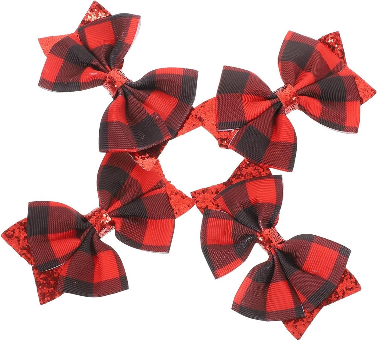 Haarspeld Set - Strik Clips - Feestelijk Haar - Geruit Patroon - 4 Stuks - Multicolor