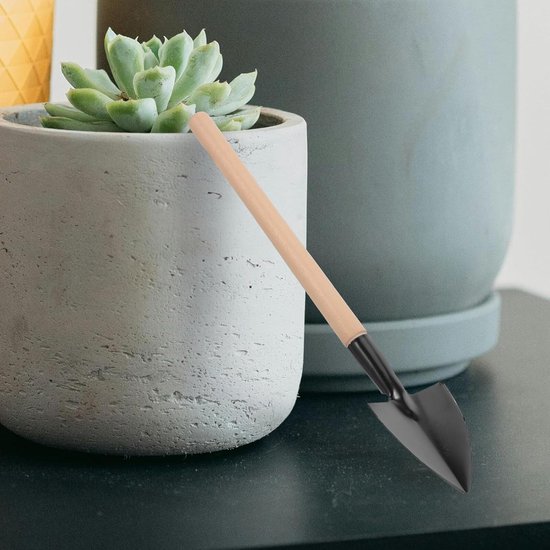 Mini Tuingereedschap Set - Kleine Handgereedschap - Planten Verzorgen - Ergonomische Houten Handgrepen - 10 Delig - Zwart van MINI — afbeelding 2