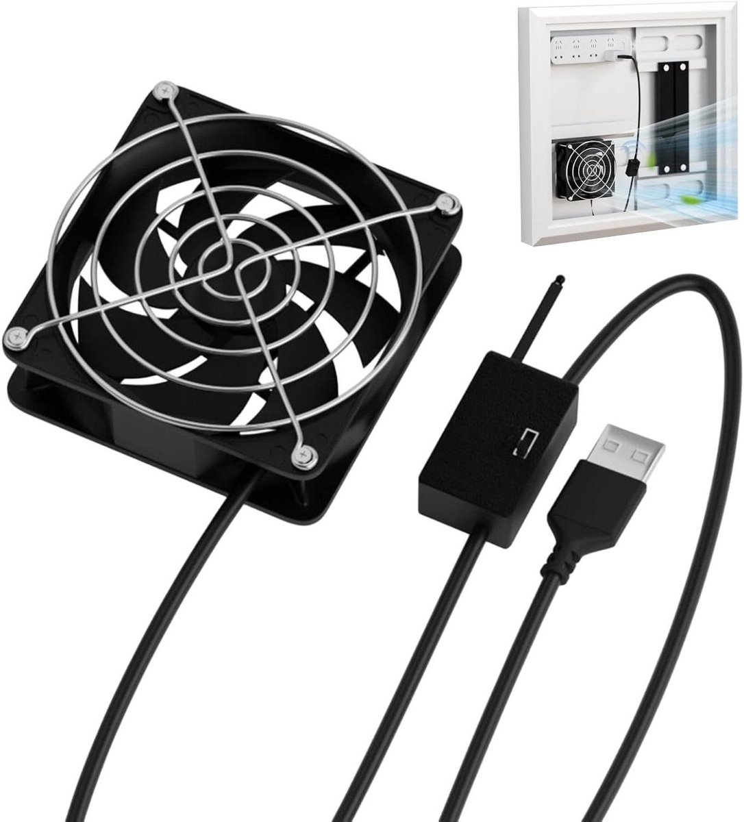 PC Ventilator - USB Koeling - Apparaten Koelen - Temperatuurgevoelig - 8x8x2.4 cm - Zwart