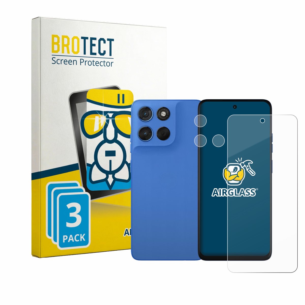 Screenprotector 3 Stuks voor Motorola Moto G57 (Voor+Camera) Beschermglas transparant
