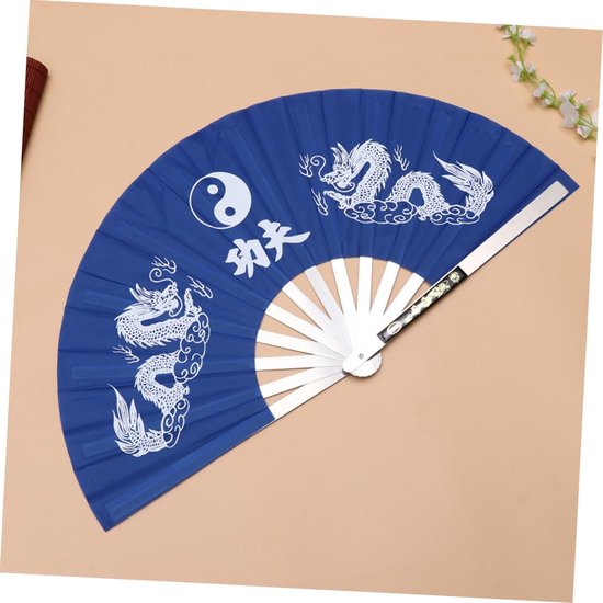 Chinese Handwaaiers - Opvouwbare Waaier - Dans Fitness - Klassiek Patroonontwerp - 62x35cm - Blauw — afbeelding 3