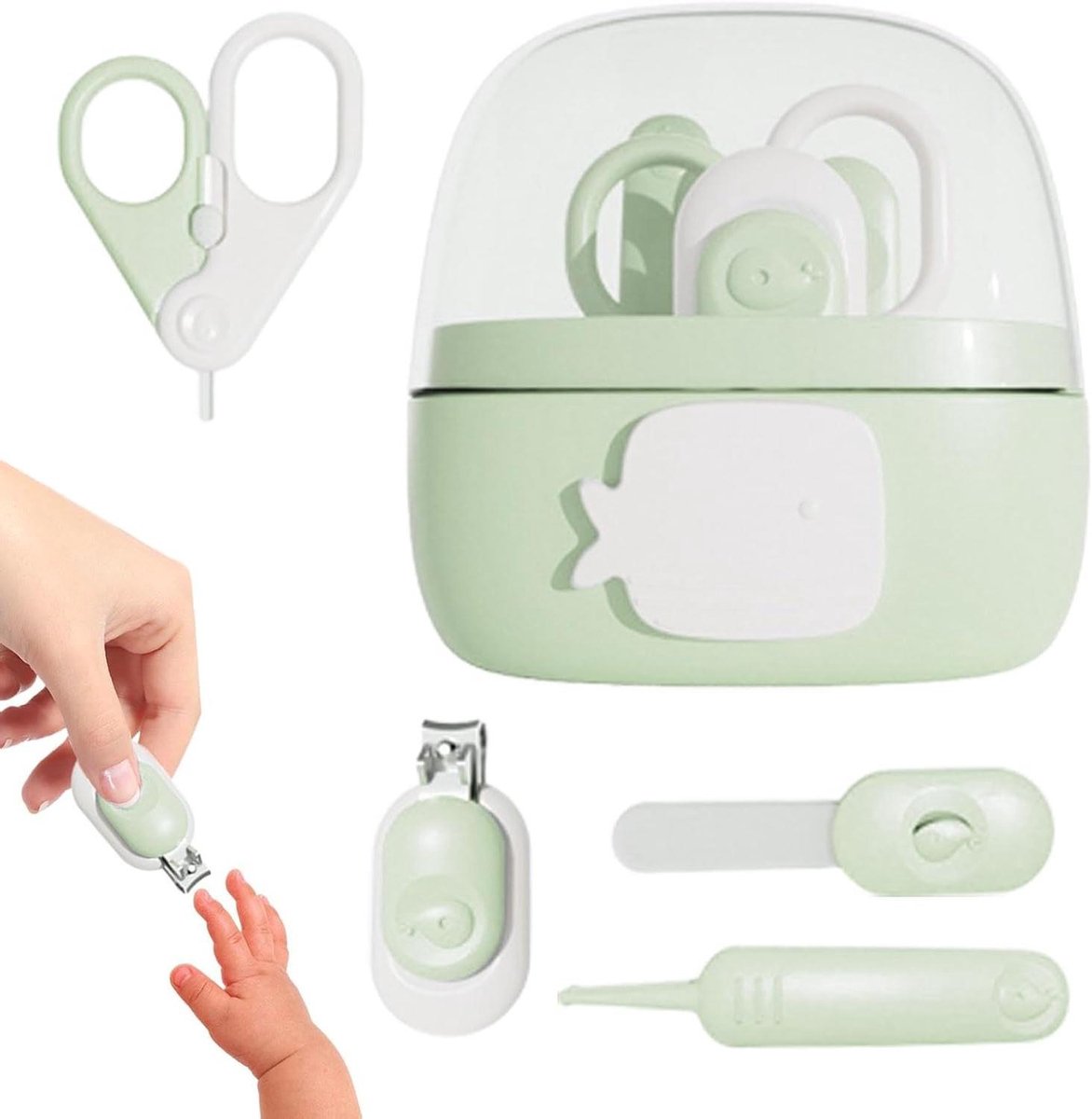 Babynagelset - Manicure set - Babyverzorging - Alles-in-één - 11.8 x 8.7 cm - Groen