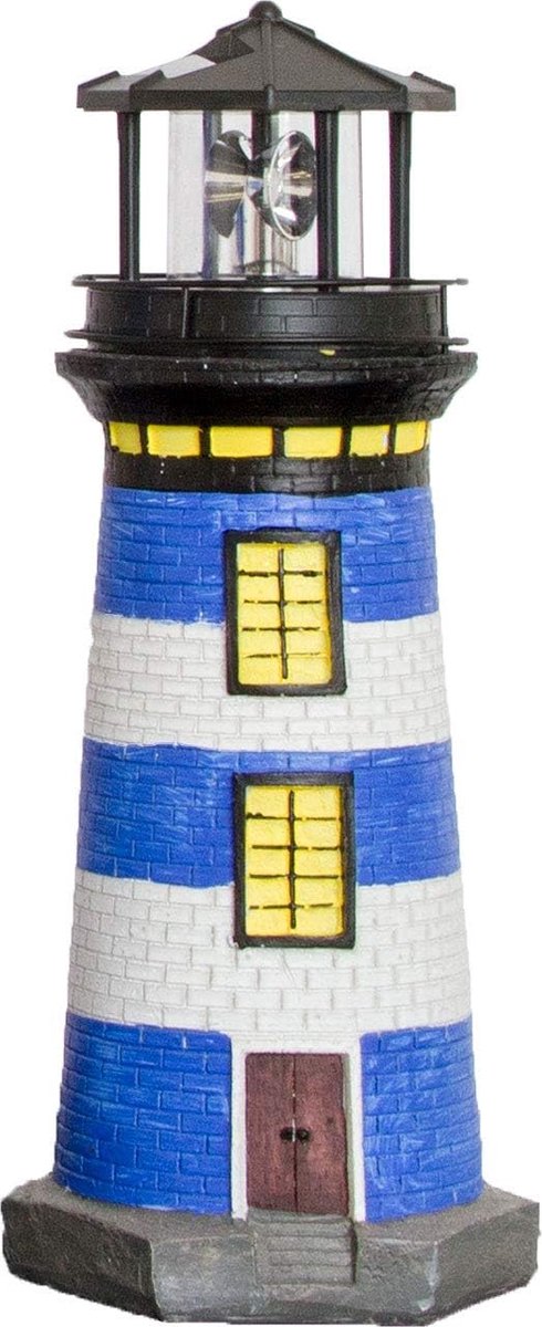 Decoratieve Vuurtoren - Tuinlamp Toren - Maritieme Sfeer - Roterende Solar Lamp - 37 of 82 cm - Rood Blauw Zwart