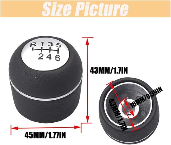 Versnellingspookknop - Schakelhendel Pook - Comfortabel Rijden - Duurzaam ABS PU Leer - 6 cm Hoogte - Zwart — afbeelding 4