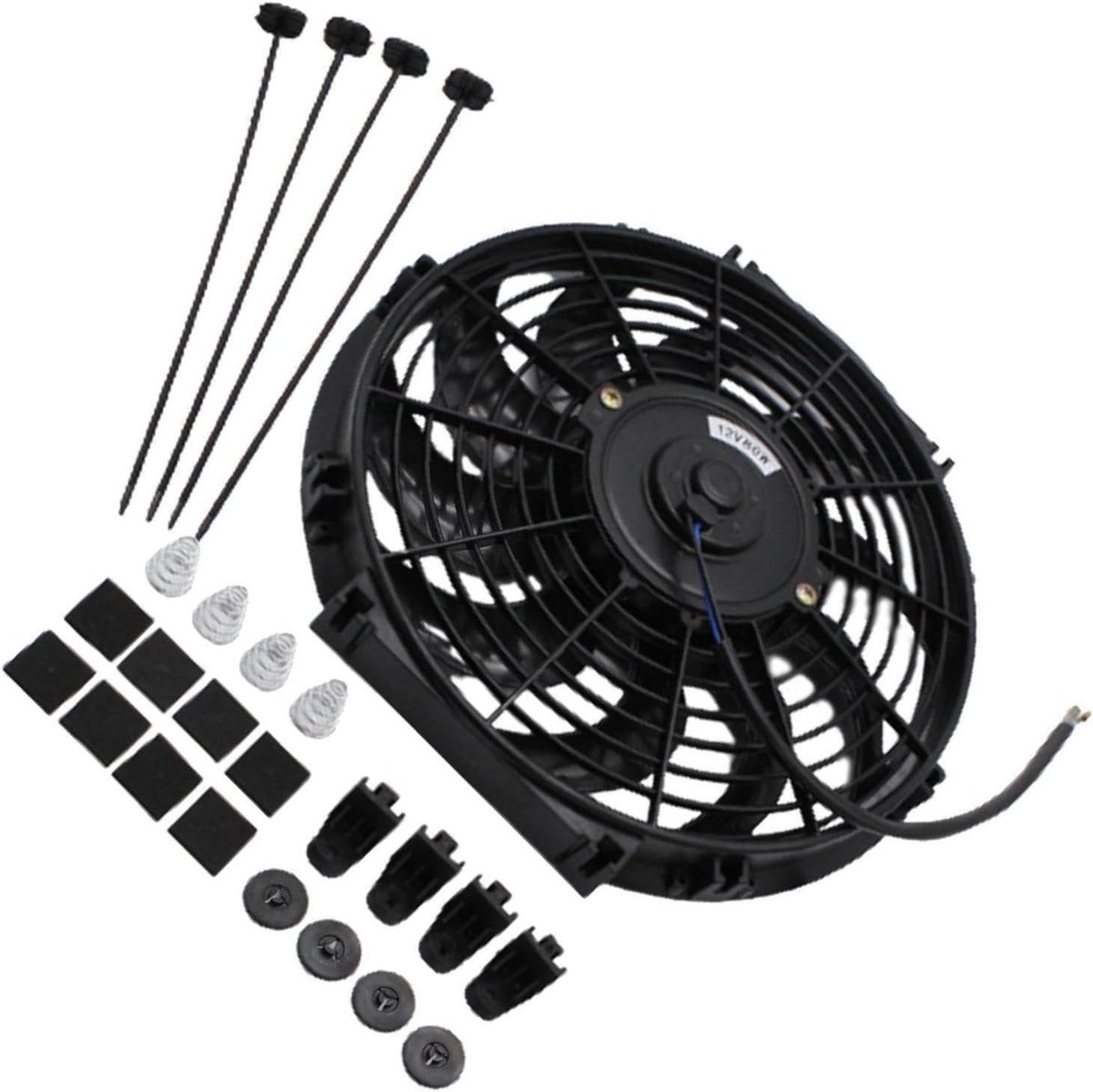 Elektrische Radiatorventilator - Slanke Ventilator - Motor Koeling - Universele Pasvorm - 12 Inch Diameter - Zwart