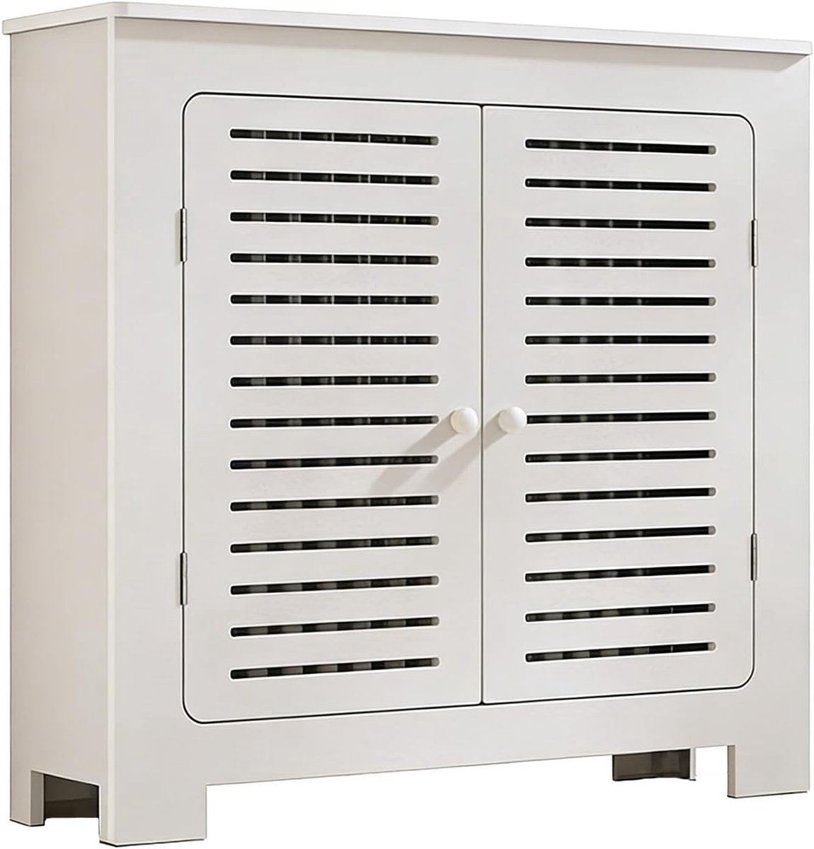 Radiatorombouw PVC - Verwarmingskast Lamellen - Ruimte Verfraaien - Boorvrije Montage - 90x15x70cm - Houtnerf