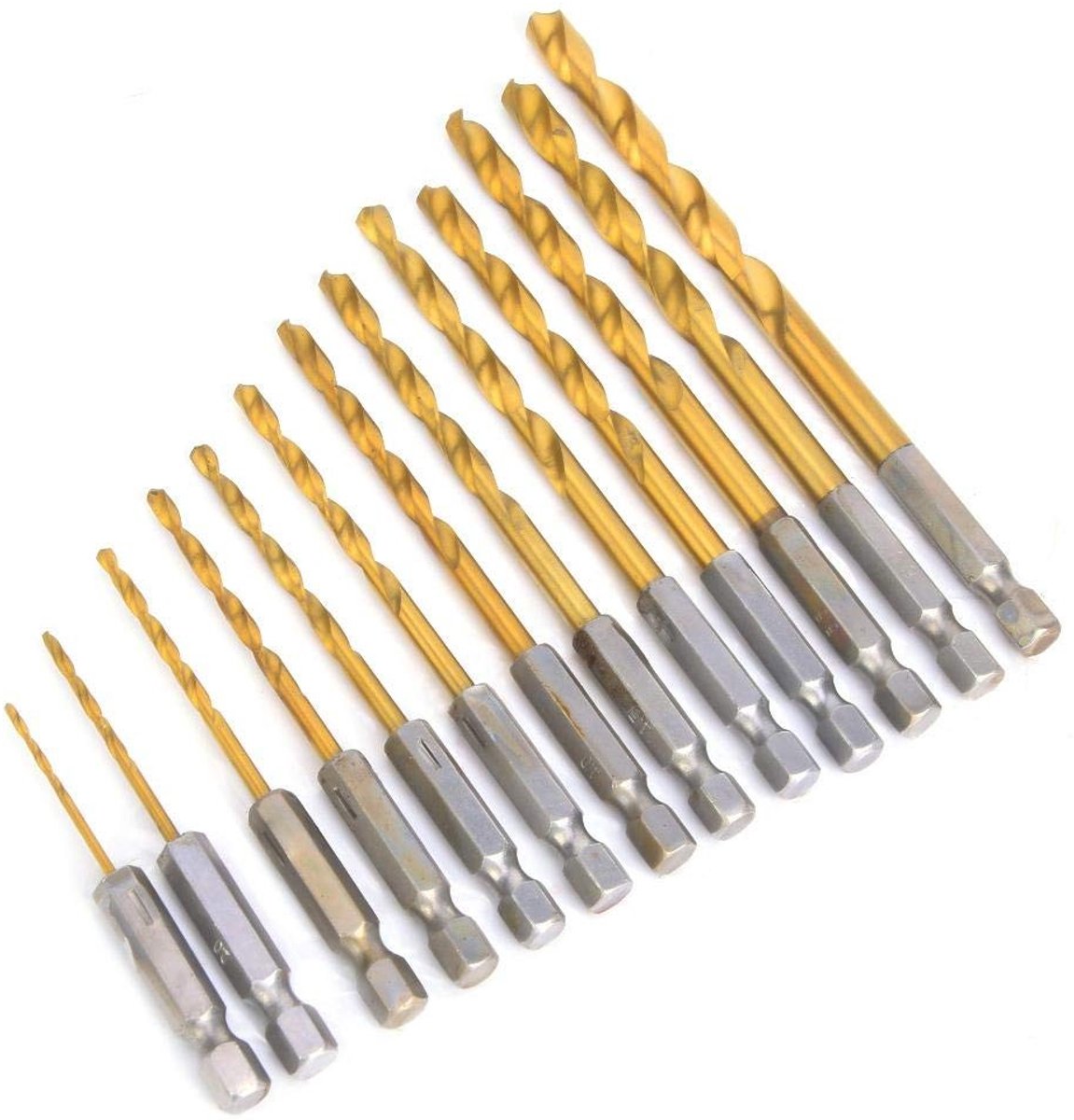 aladdien - Hex Shank Boorset - 13-delige set - Hoogwaardige boren - Voor hout, kunststof en metaal - Snel boren - Geschikt voor klopboormachines