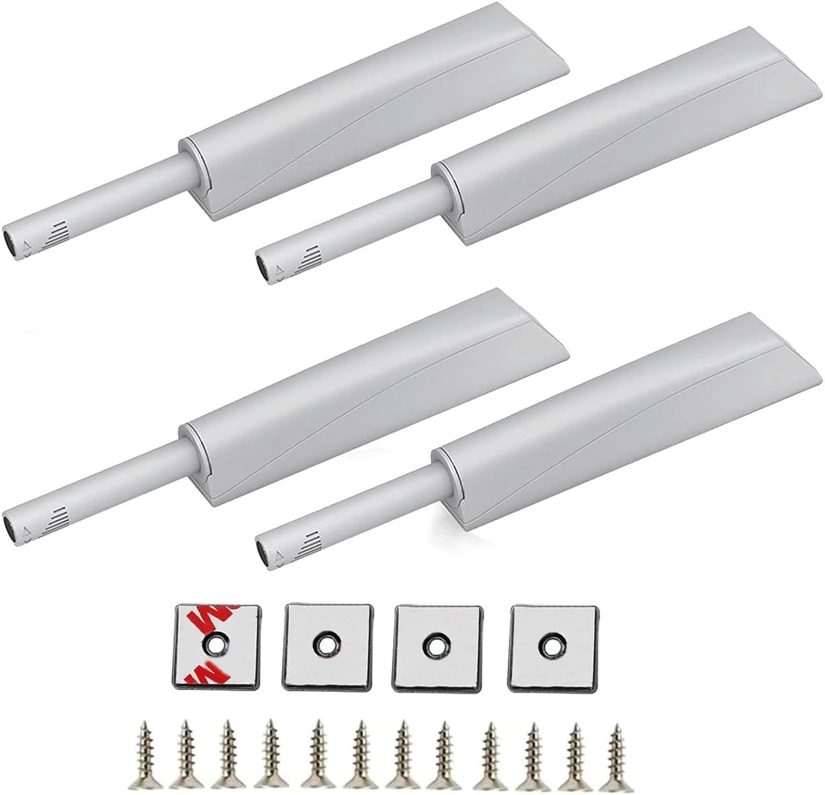 aladdien - Drukdeuropener - Push to Open - Softclose achteraf inbouwen - Grijs - Magnetische deursluiter - Perfect voor meubels - 4 stuks