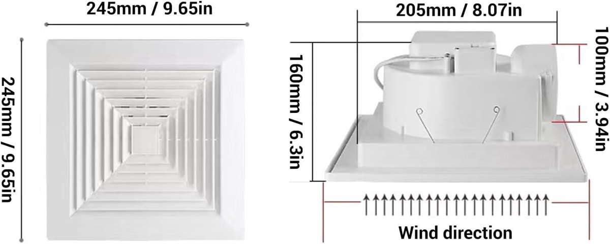 Plafondafzuigventilator - Stille Ventilator - Luchtkwaliteit Verbeteren - Krachtige Luchtstroom - 30W - Wit – foto 7