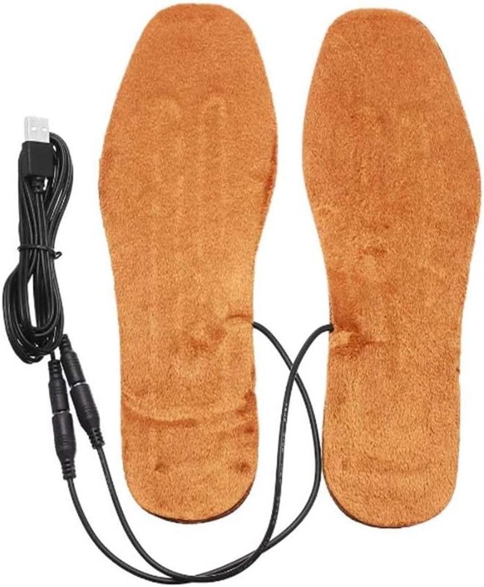 Elektrische Inlegzolen - Verwarmde Schoen - Voeten Warm Houden - USB Oplaadbaar - Verstelbare Maat - Bruin