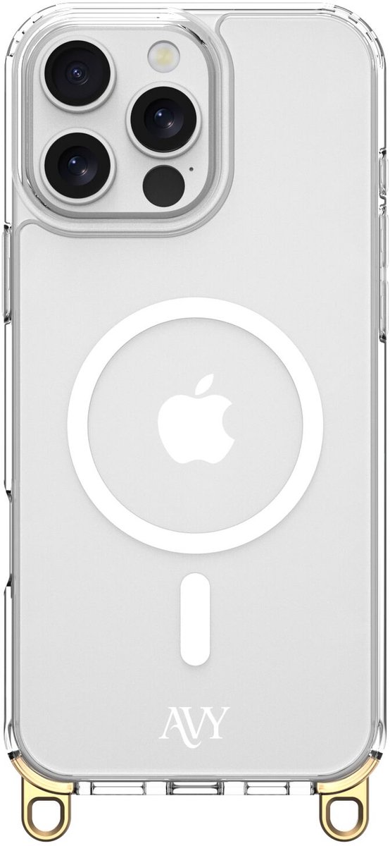 AVY Transparant Hoesje | Geschikt voor Apple iPhone 14 Pro | Compatibel met MagSafe | Clear Case | Haakjes voor koord