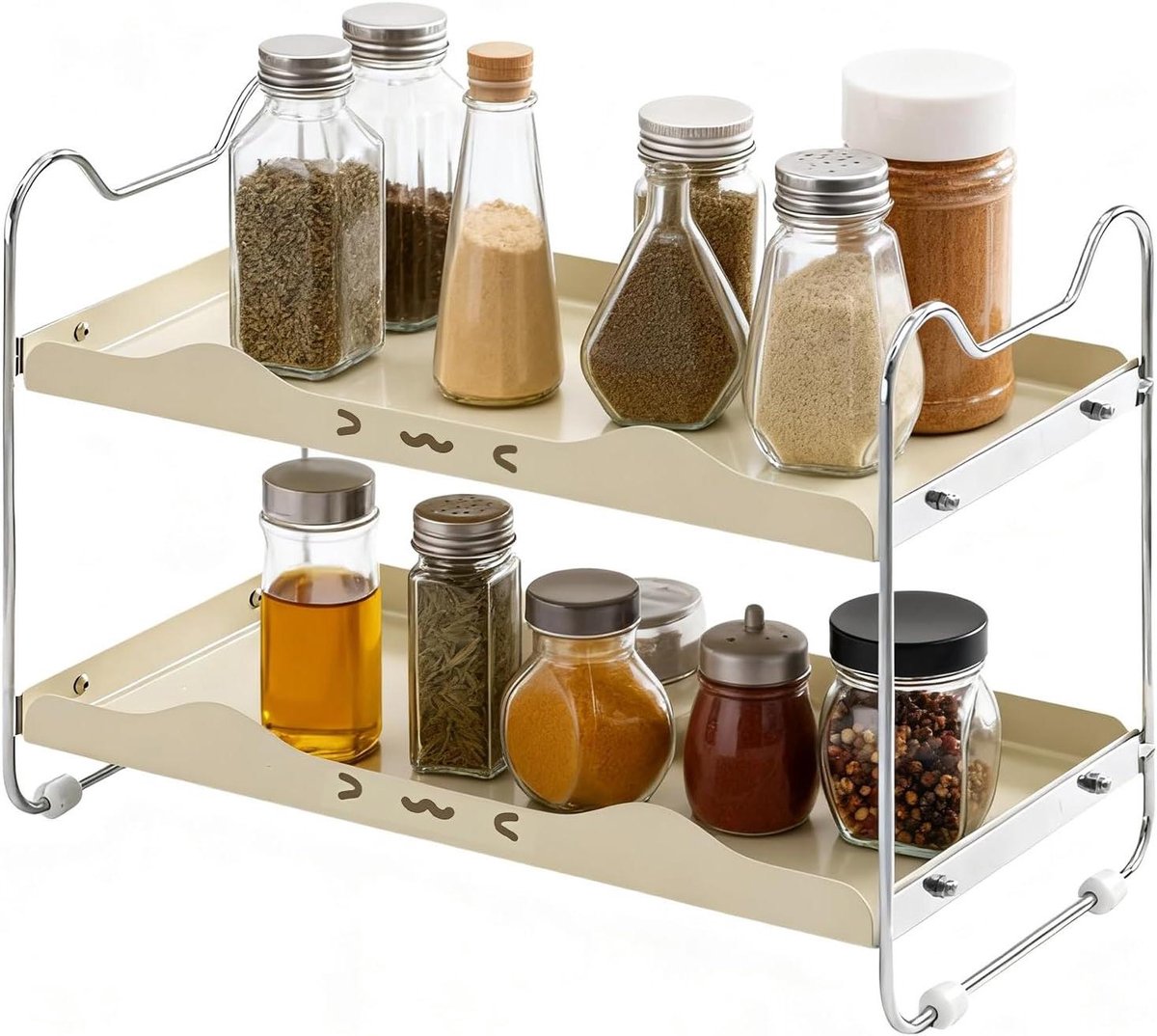 Keuken Organizer - Opbergrek - Keuken Organiseren - Antislip Metalen - 2 niveaus - Zwart