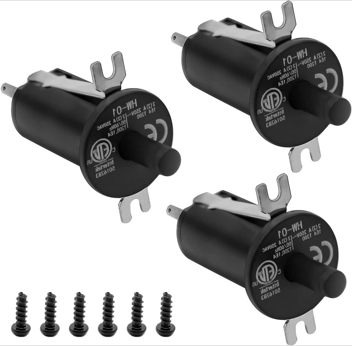 Reserveonderdeel Grillschakelaar - Trechterdeksel Schakelaar - Grill Onderhoud - Set van 3 Stuks - 250V 2A - Zwart