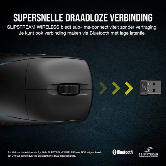 Draadloze Gaming Muis - Lichtgewicht Muis - Snelle Actie Games - Verwisselbare Zijknoppen - 89 Gram - Zwart — afbeelding 4