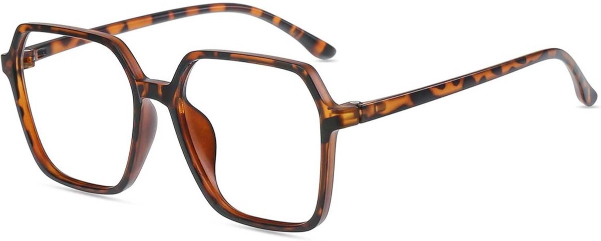 Firmoo Bril met blauwlichtfilter, voor dames, oversized vierkant frame, anti-hoofdpijn, computerbril zonder sterkte TR90