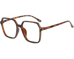 Firmoo Bril met blauwlichtfilter, voor dames, oversized vierkant frame, anti-hoofdpijn, computerbril zonder sterkte TR90