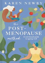 Boek 'The Post-Menopause Method' met illustraties van vrouwen en fruitbomen.