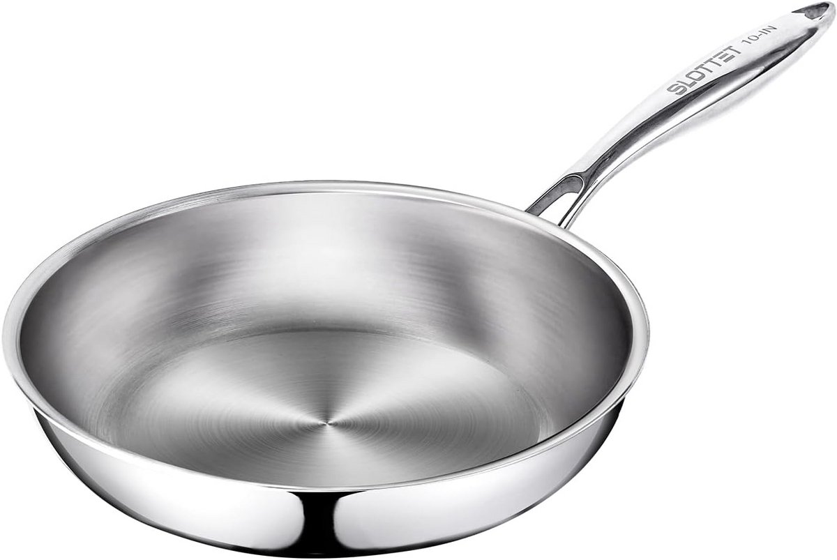 RVS Koekenpan 25 cm Tri-Ply met Langer Koel Handvat - Geschikt voor Inductie, Oven en Vaatwasser