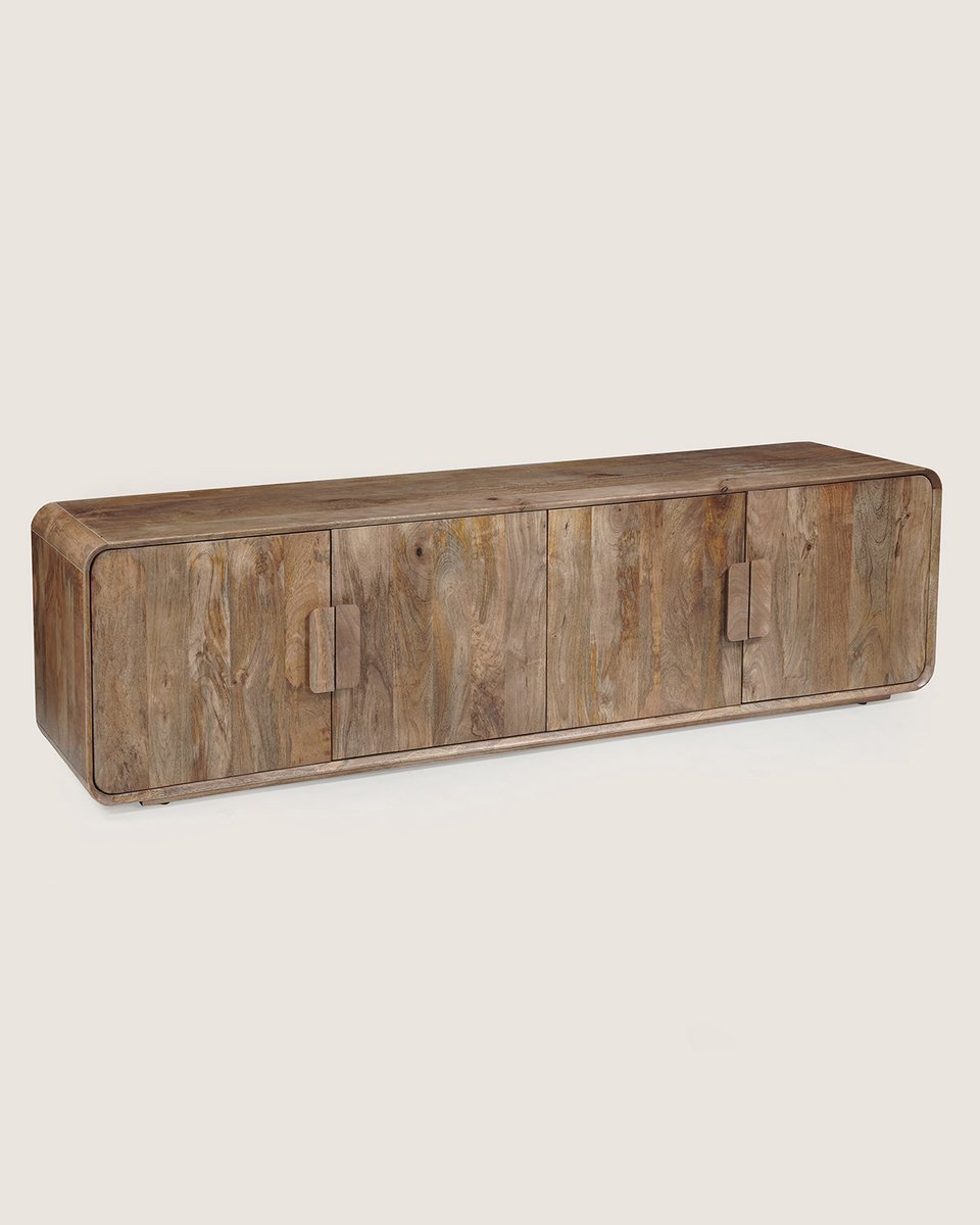 TV Meubel 200 cm Mangohout – 4 Deuren – Bruin – Landelijk