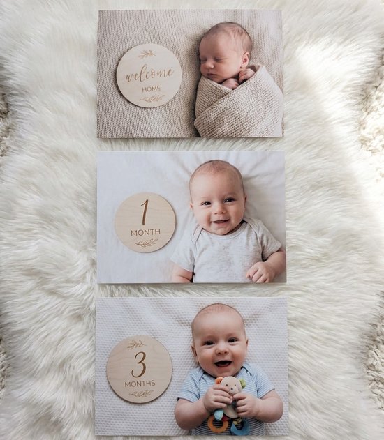 Mijlpalen kraamcadeau - baby - kraamkado jongen en meisje - neutraal en duurzaam - kadoshop020 van Merkloos — afbeelding 3