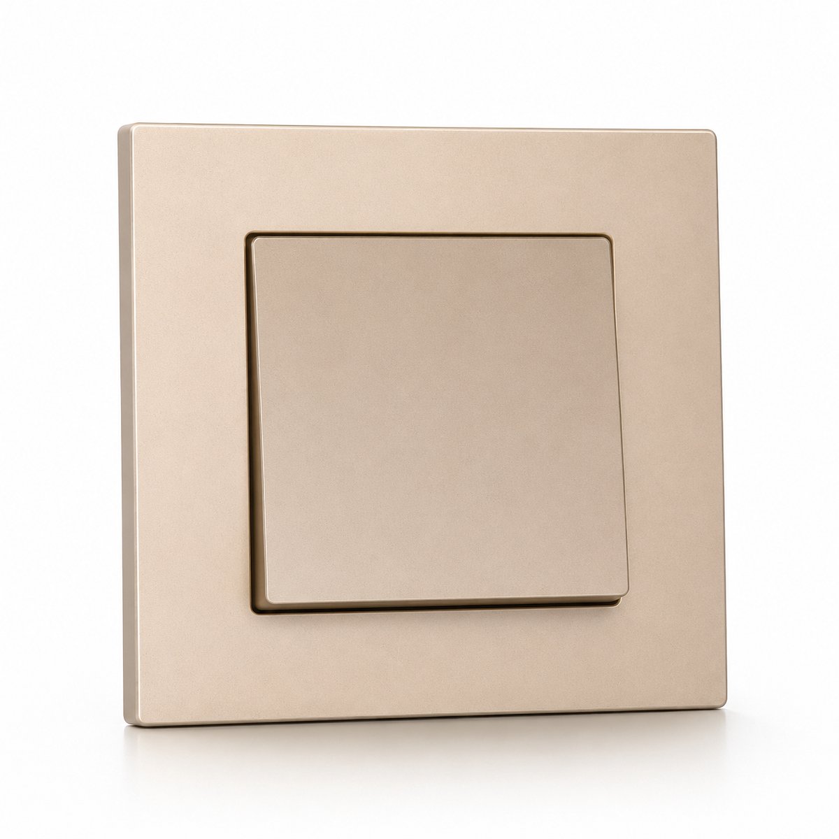 Gouden Lichtschakelaar - Schakelaar EU 86x86 mm - Geborsteld Aluminium - Wandschakelaar Inbouw - Luxe Design voor Woonkamer, Slaapkamer & Keuken - IP20 Spatwaterdicht - Wipschakelaar Goud