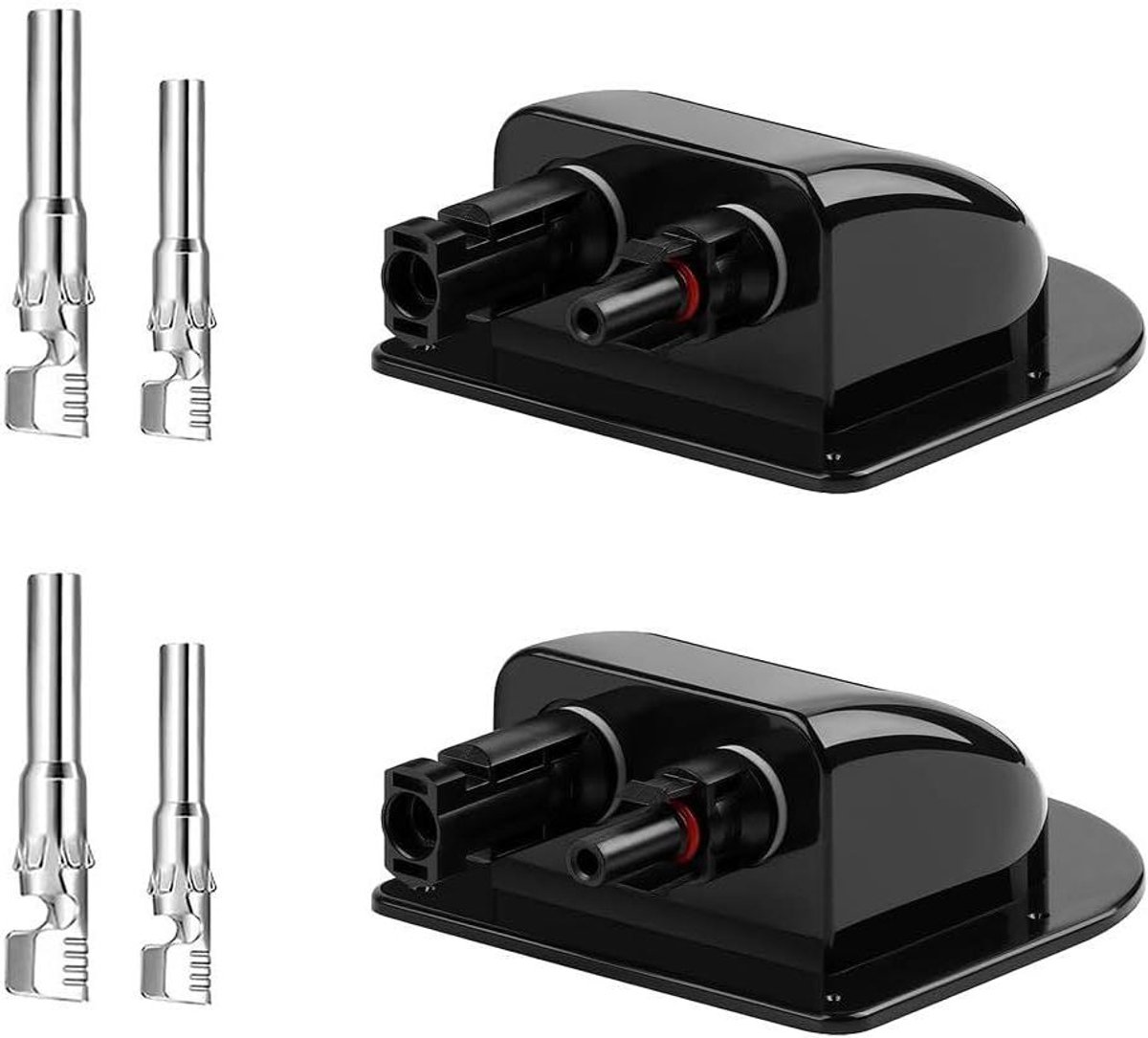 Zonnepaneel Kabel Box - Solar Aansluiting - Veilige Kabel Routing - Waterdicht ABS Materiaal - 2 Stuks - Zwart