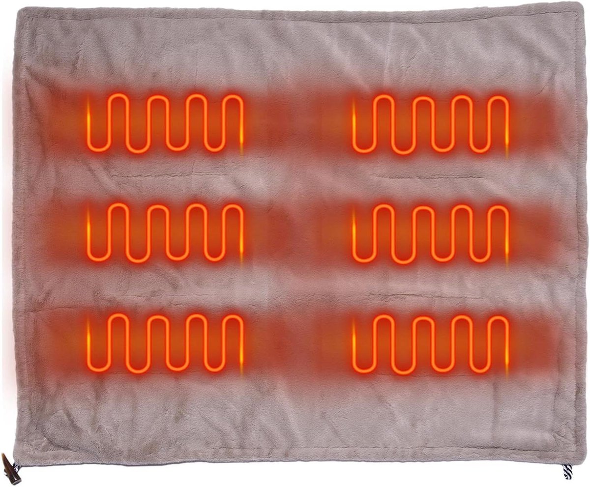 Verwarmde Deken - Elektrische Sjaal - Buiten Activiteiten - 6 Verwarmingszones - 70x110cm - Kaki