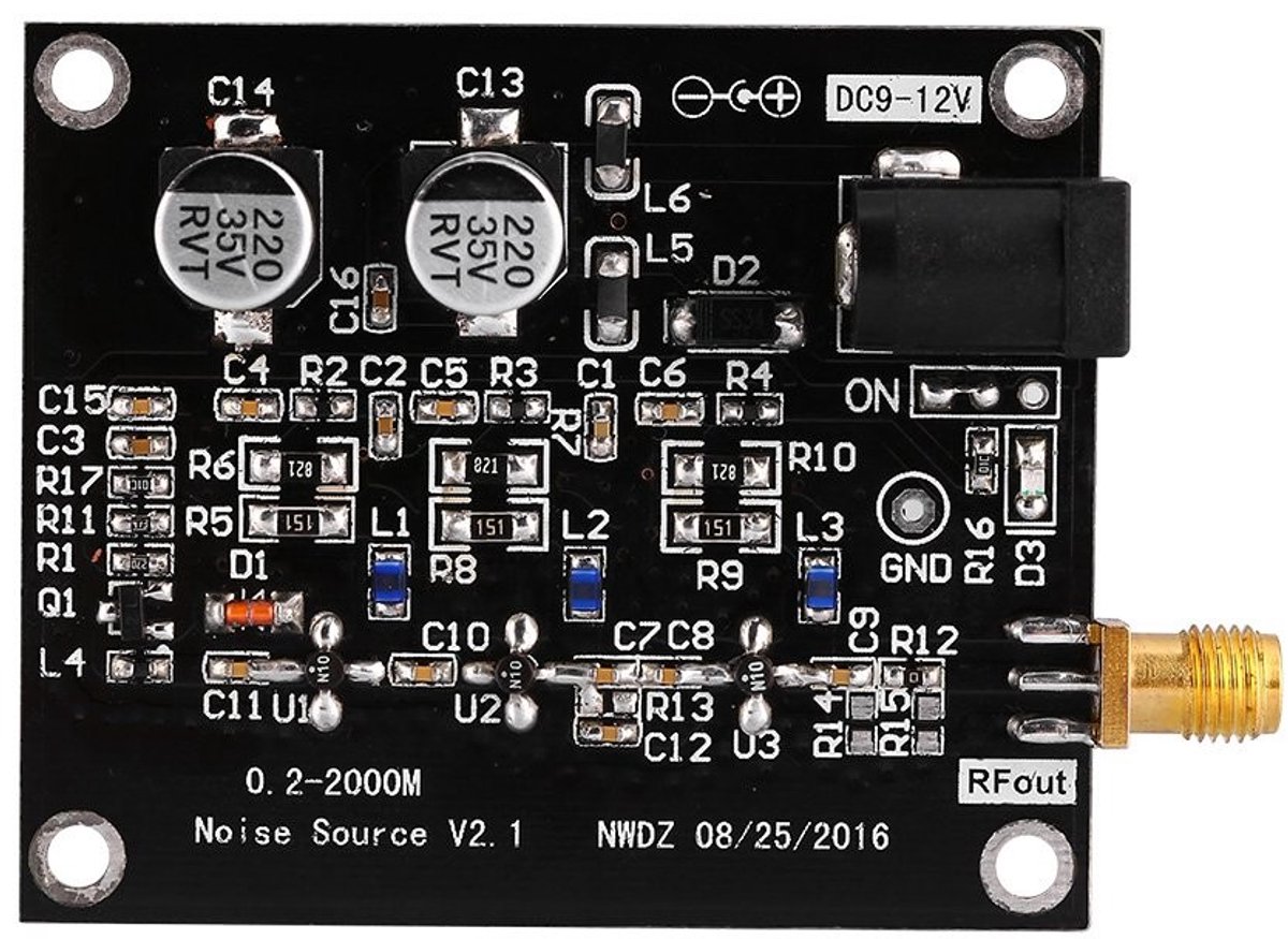 aladdien - Geluidmonitoring - 1.5GHz Noise Source - Compact en efficiënt - DC 12V - Externe generator - Voor audio toepassingen - Geluidmodule